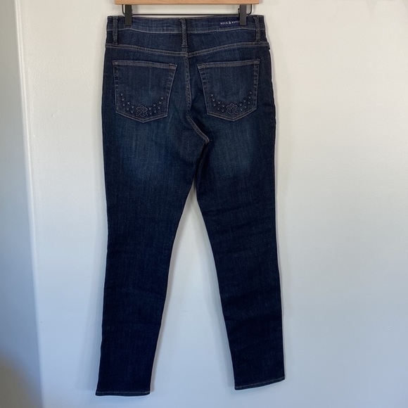 Rock & Republic Berlin High Rise Skinny Jeans Straight Leg Stretch Sz 10 Dark - Picture 4 of 14
